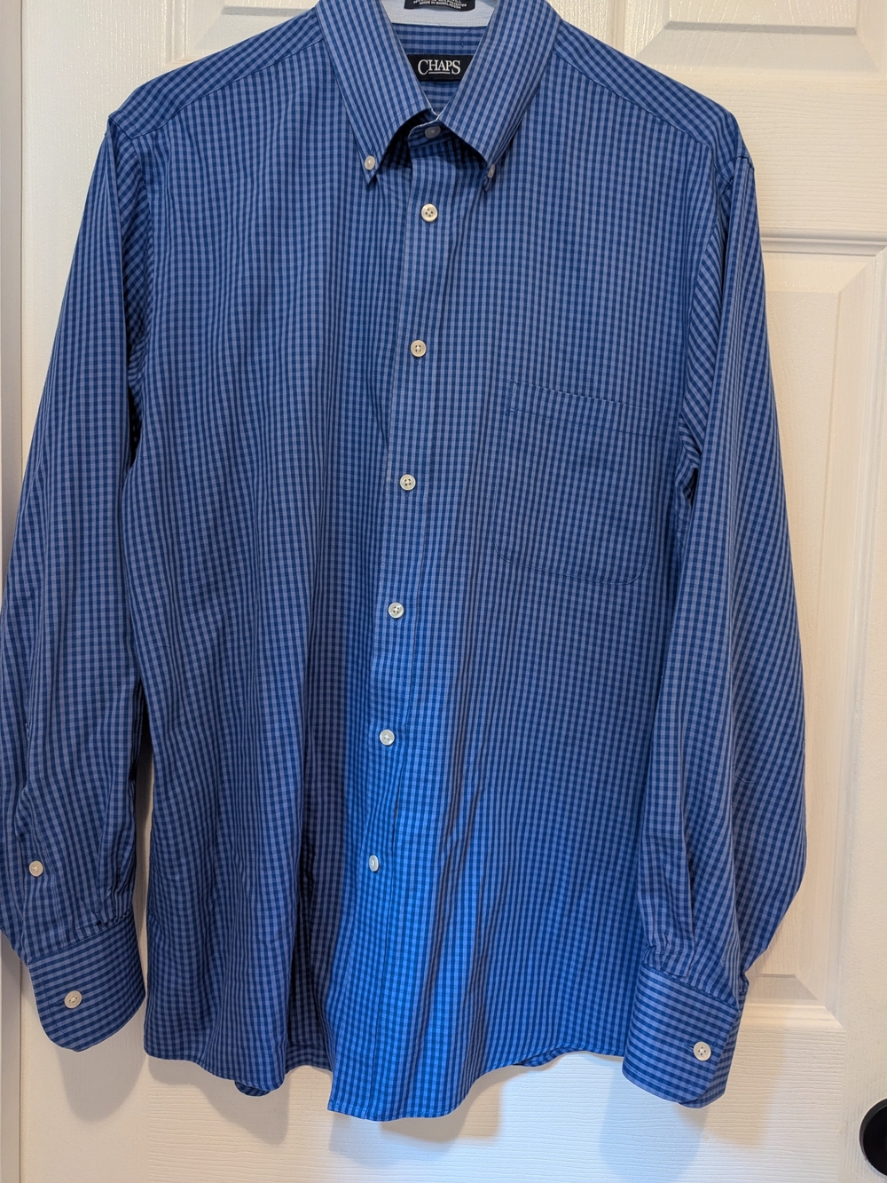 Chaps Blue Gingham Button-Up Dress Shirt